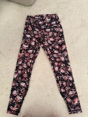Lululemon peony Floral Print High-Waist Leggings - Black & Dusty Rose